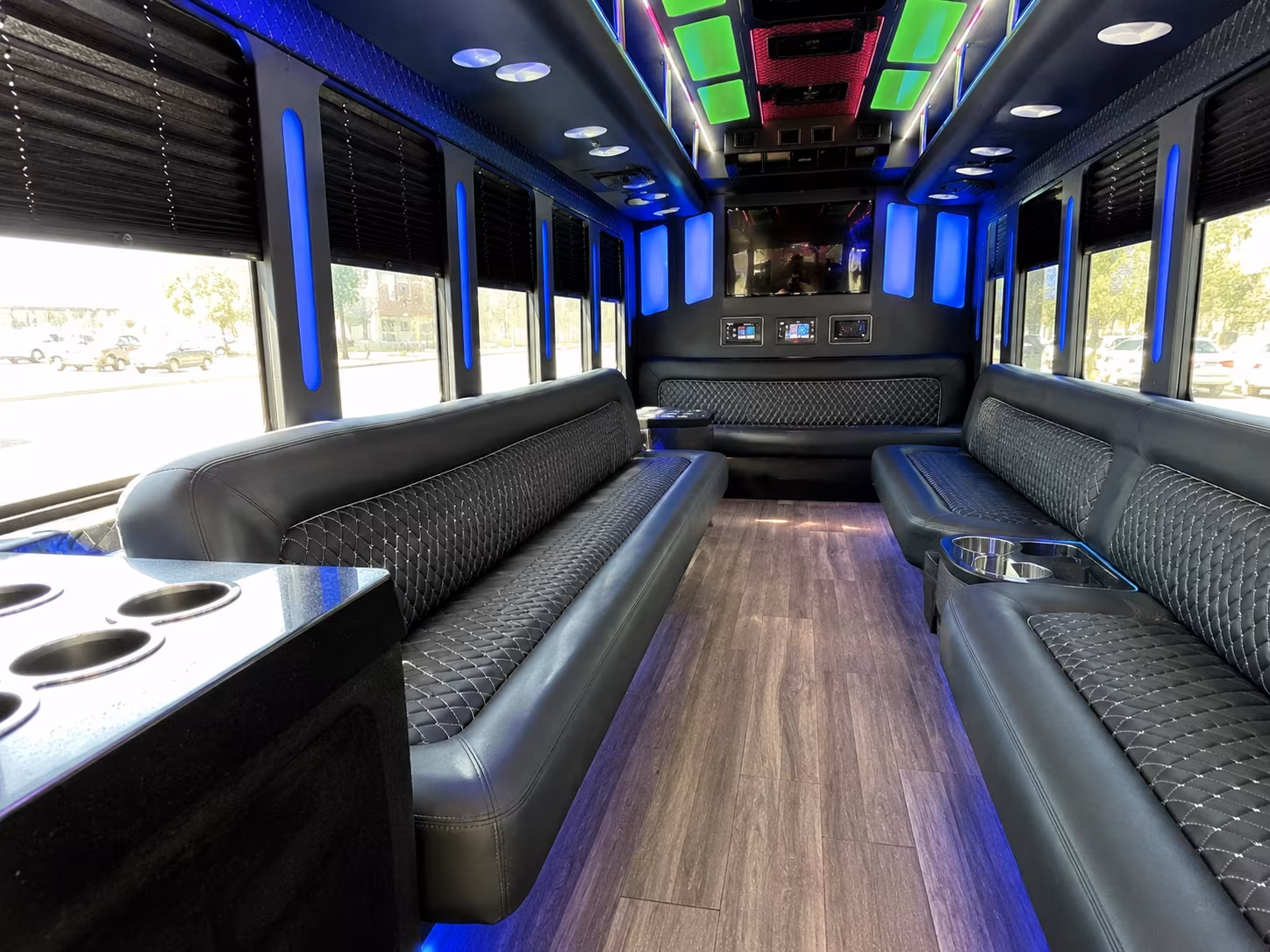 fullerton 15 passenger party bus inside