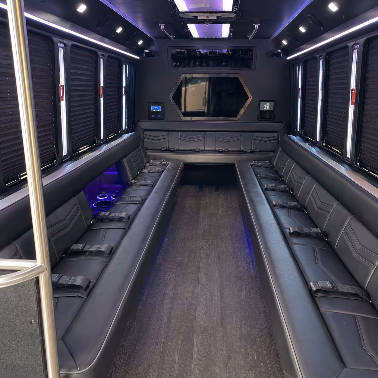 fullerton 18 passenger party bus interior
