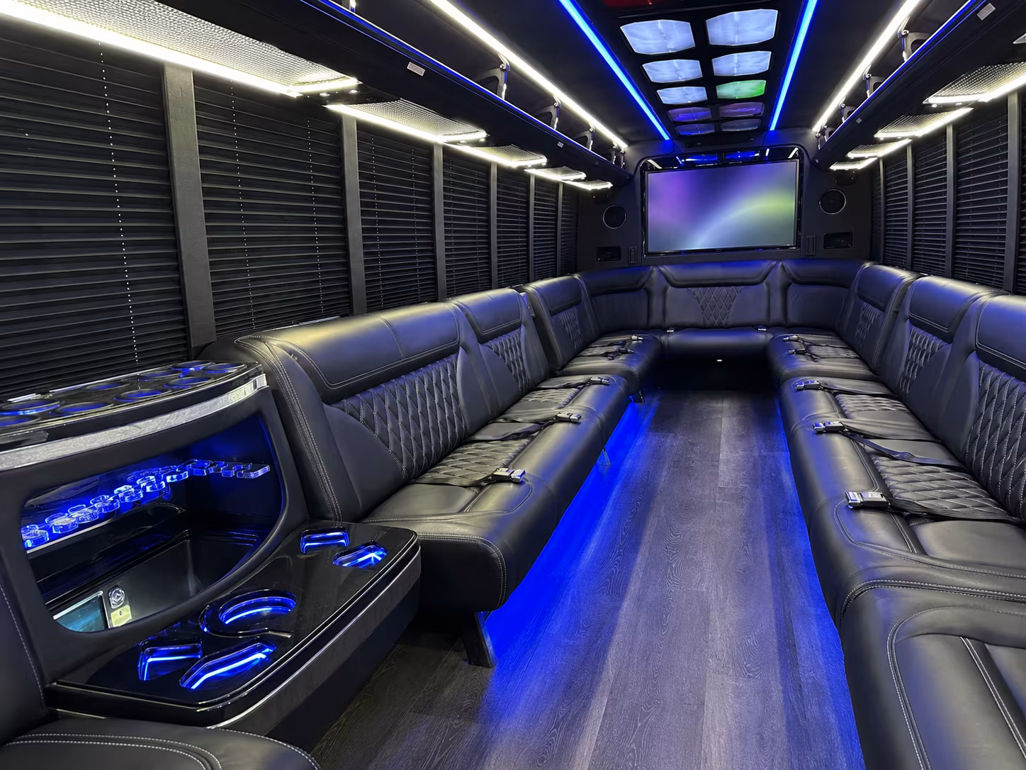 fullerton 20 passenger party bus inside
