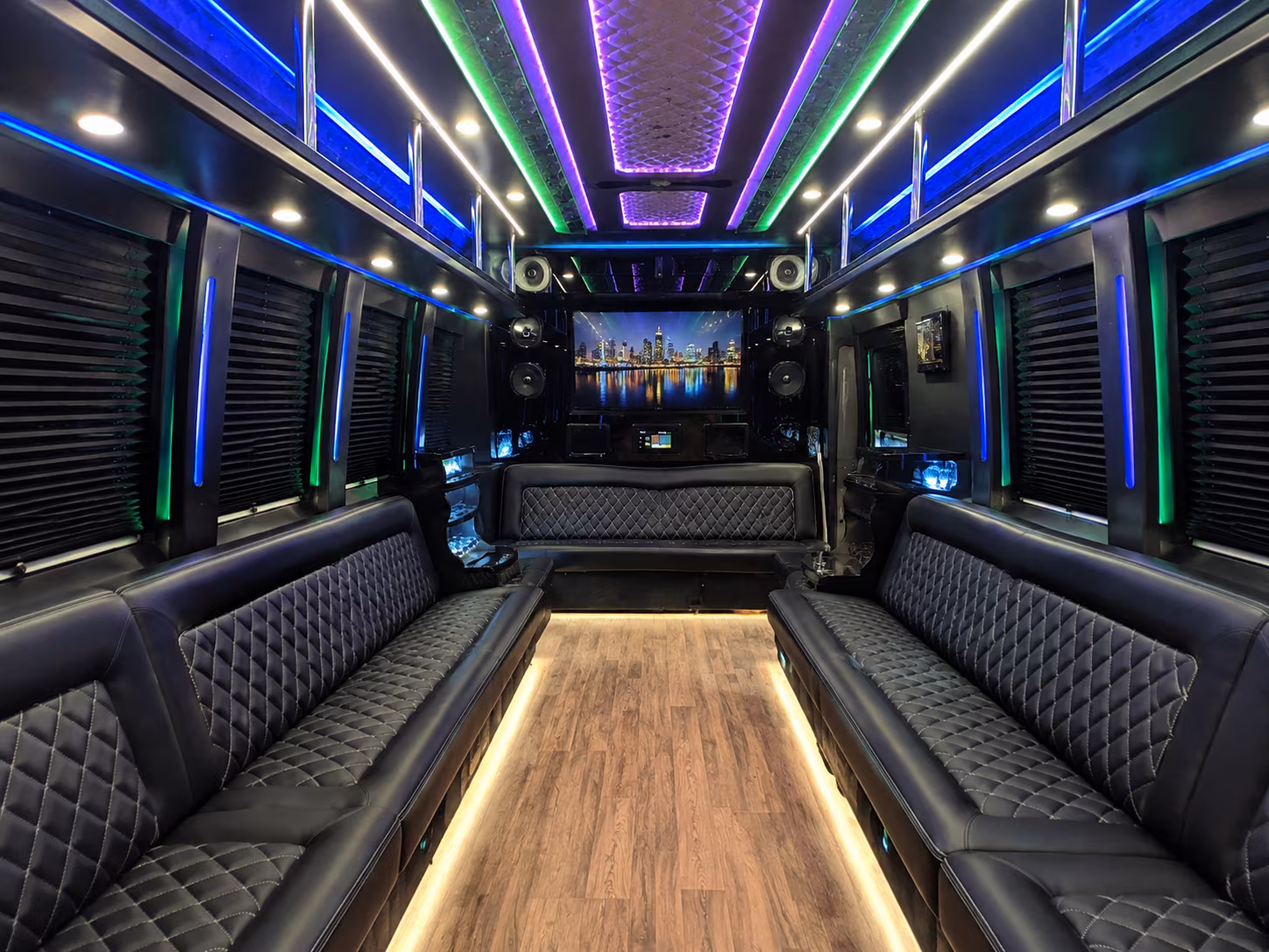 fullerton 25 passenger party bus interior