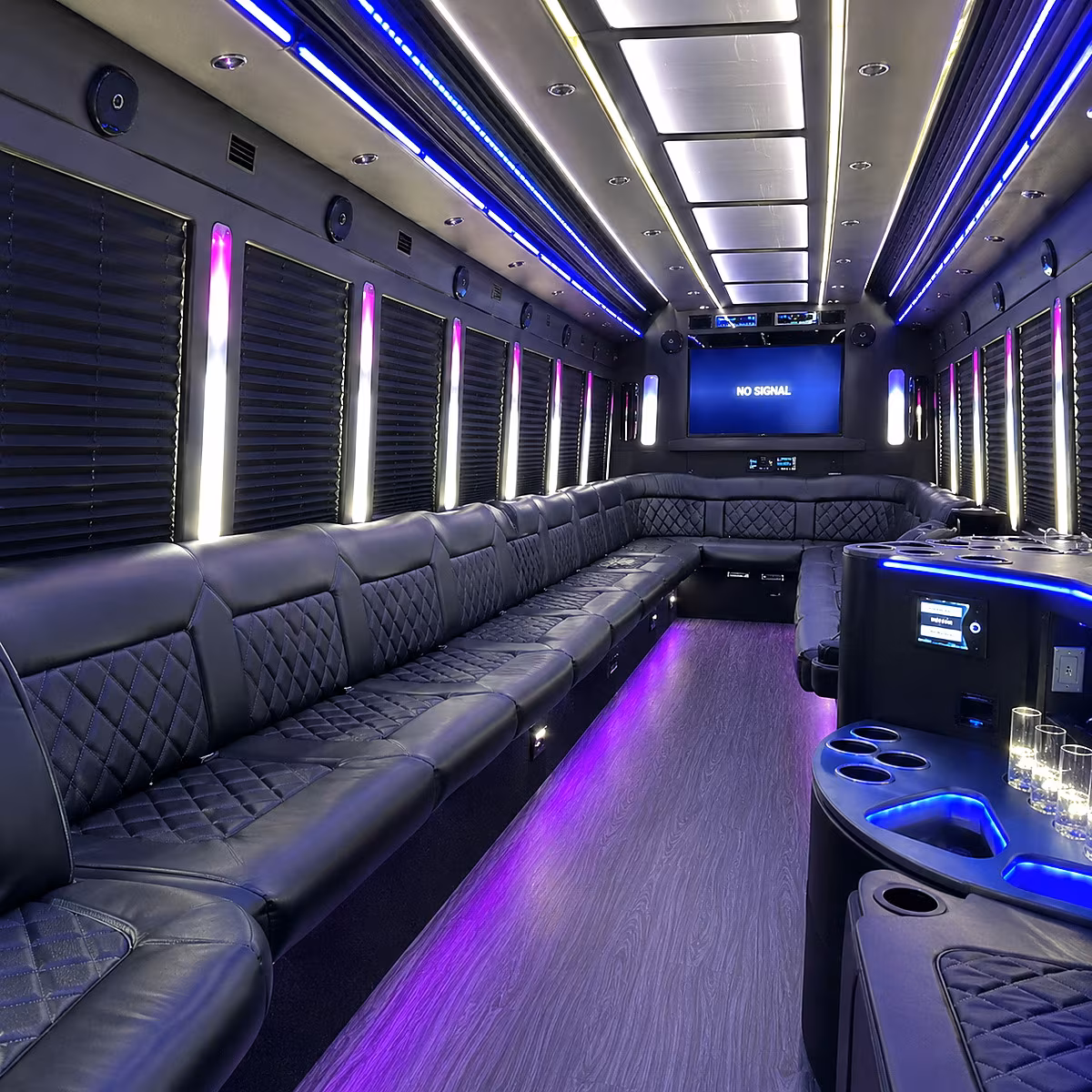 fullerton 30 passenger party bus inside